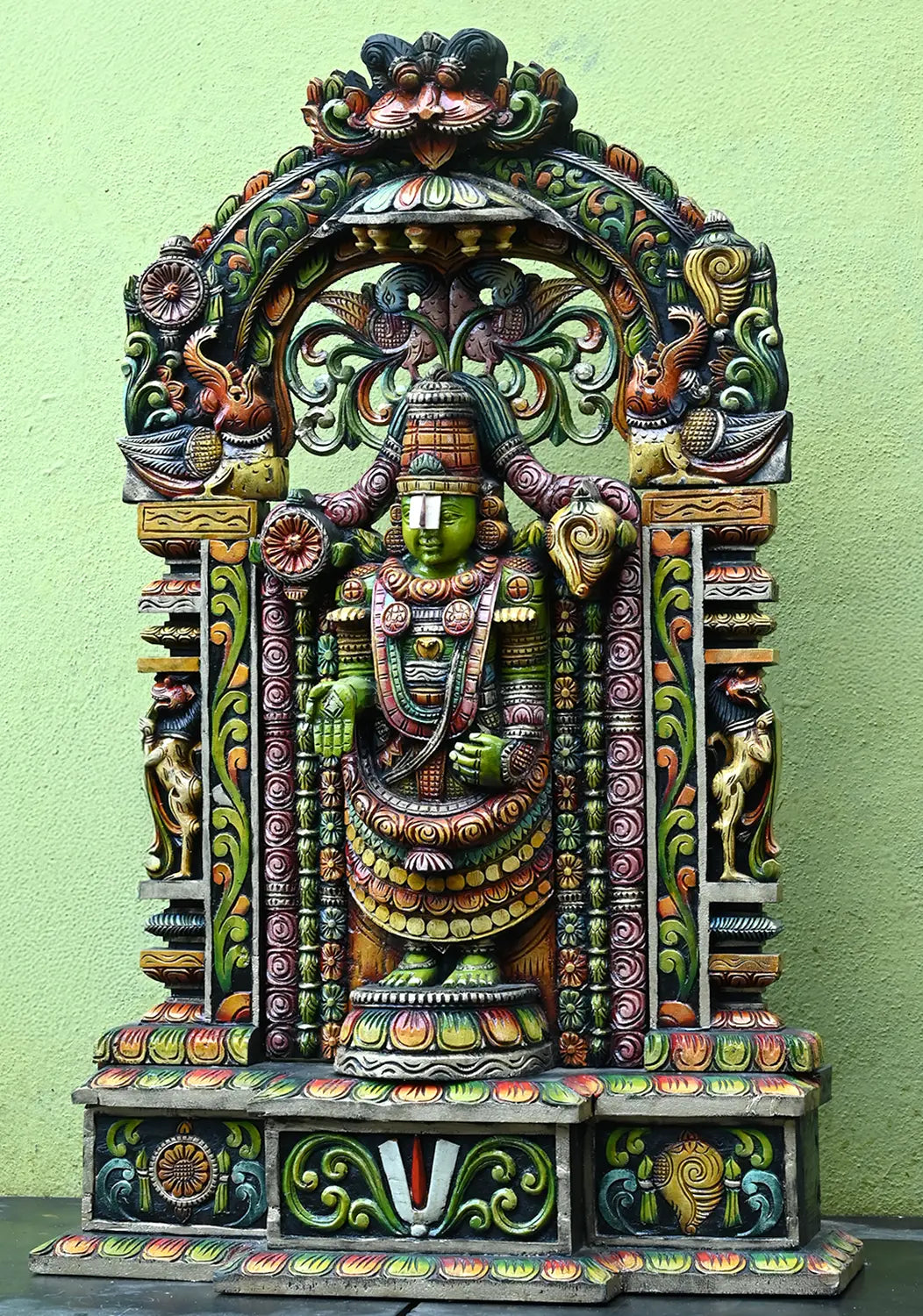 lord venkateswara wooden statue