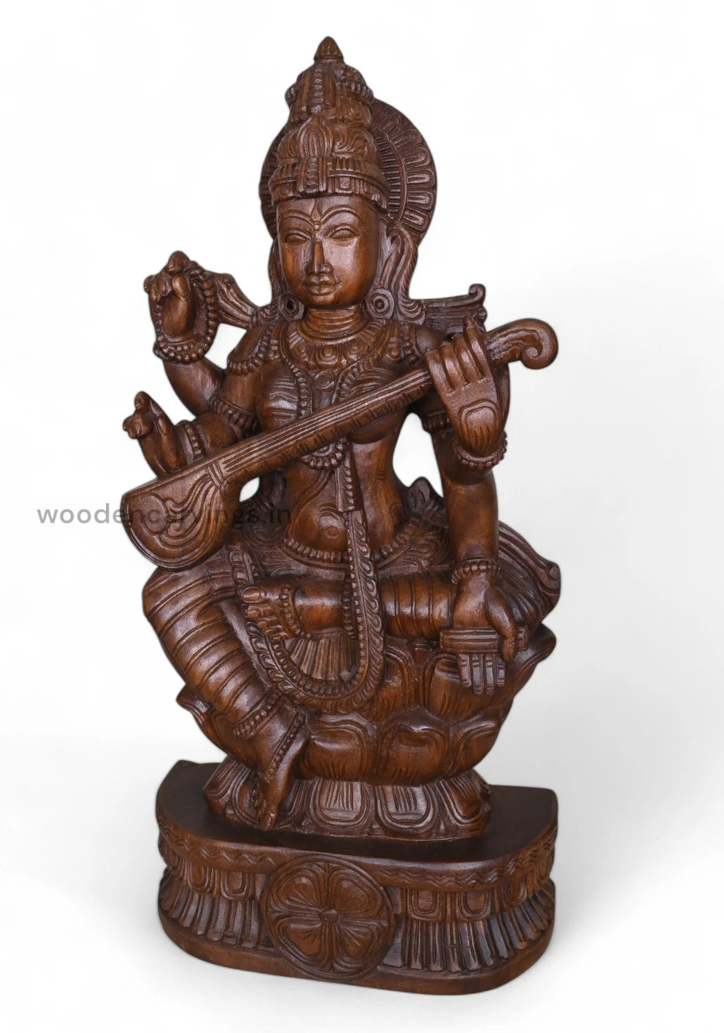 Idol Of Abundance Goddess Saraswathi wooden Sculpture 36"