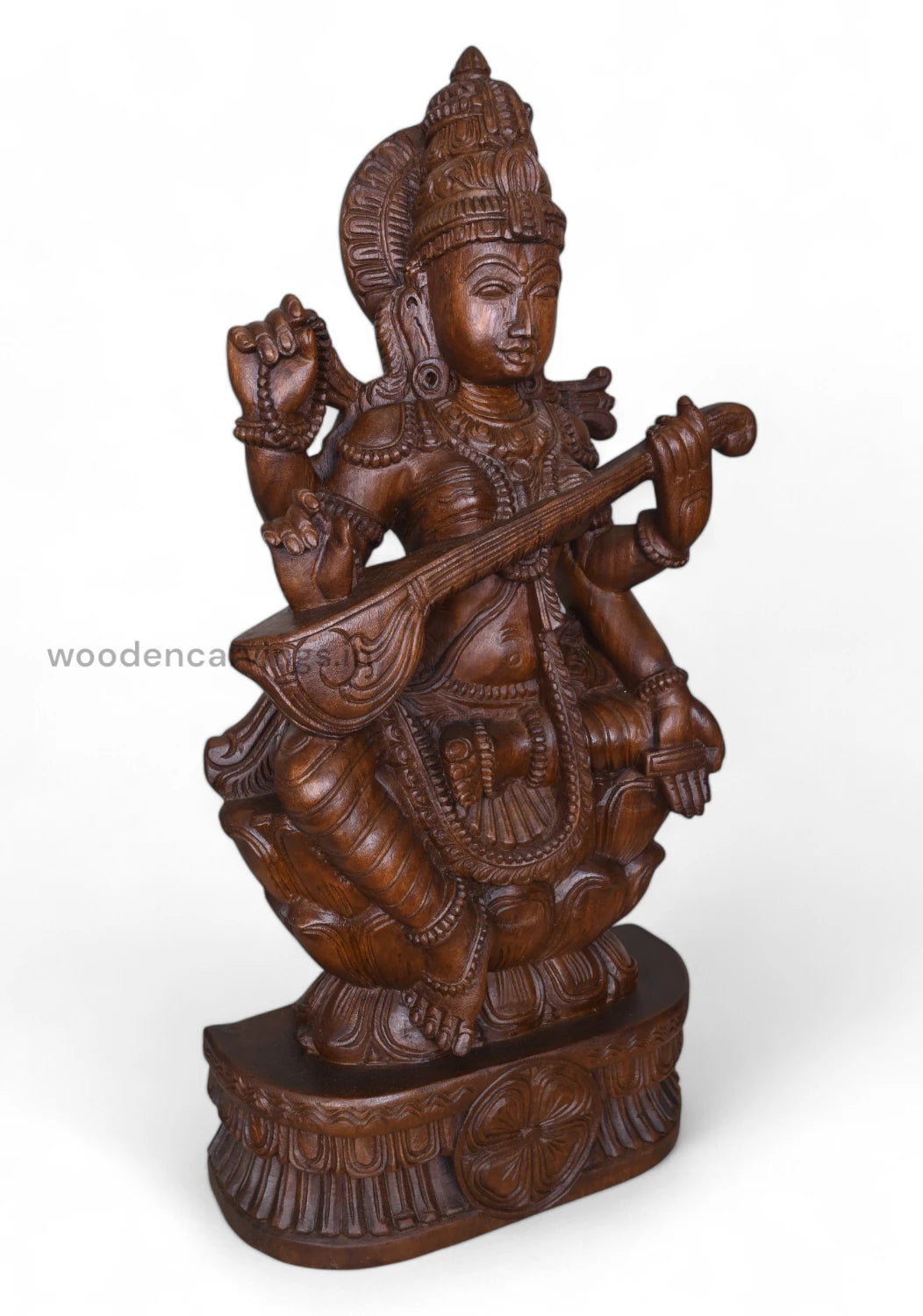 Idol Of Abundance Goddess Saraswathi wooden Sculpture 36"