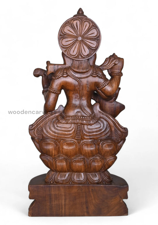 Idol Of Abundance Goddess Saraswathi wooden Sculpture 36"