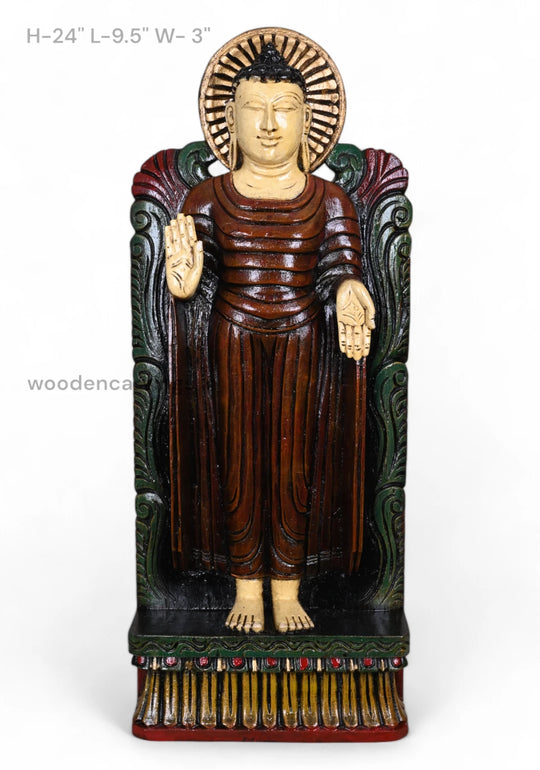 Standing Buddhad Vaagai Wood Wall