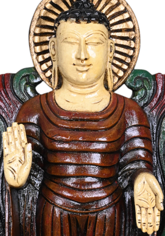 Standing Buddhad Vaagai Wood Wall Mount 24"
