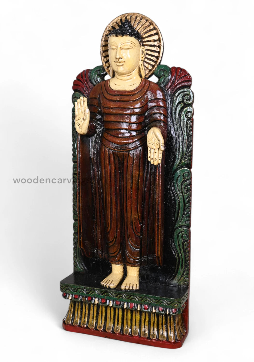 Standing Buddhad Vaagai Wood Wall Mount 24"