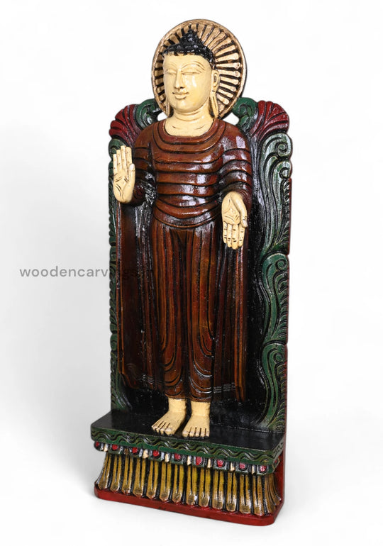 Standing Buddhad Vaagai Wood Wall Mount 24"