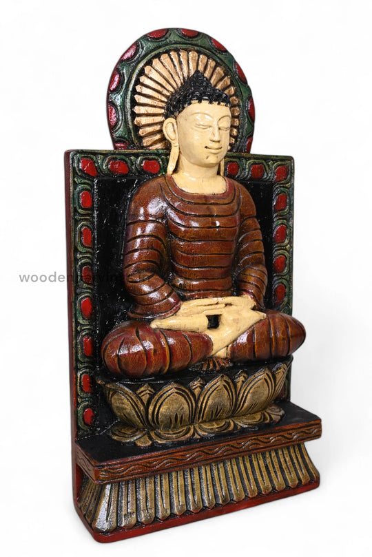 Handcrafted Wooden Buddha Meditation Sculpture – 18"
