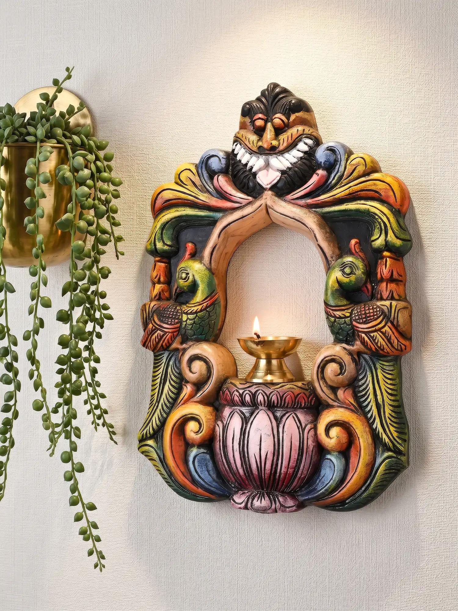 アート543　「窓」　チェコのリトグラフ(石版画)　インテリアアート Antique Wooden Parrot Wall Hanging Frame - Handcrafted Home Decor