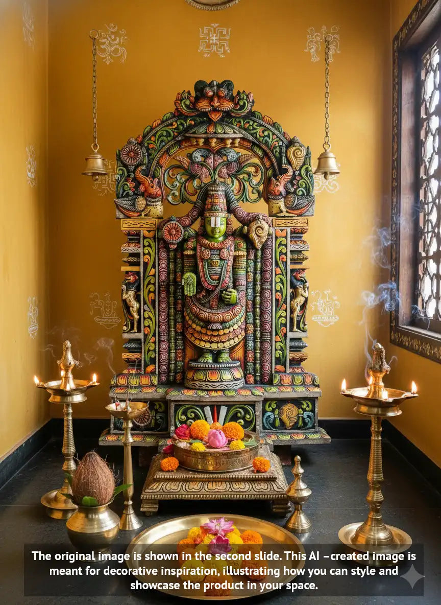 lord venkateswara wooden statue