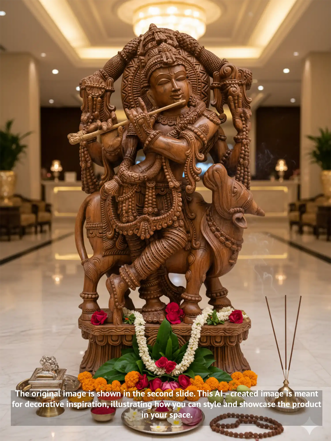 Wooden Lord Krishna statue