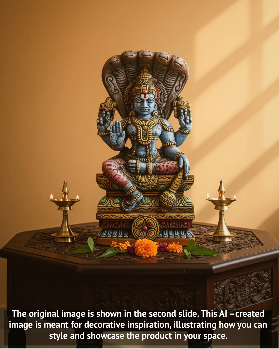 Lord Vishnu Seated on Adisesha with Holding Gada 24"