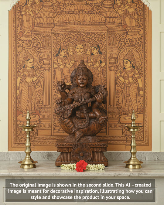 Saraswati playing the Veena with four arms 24"