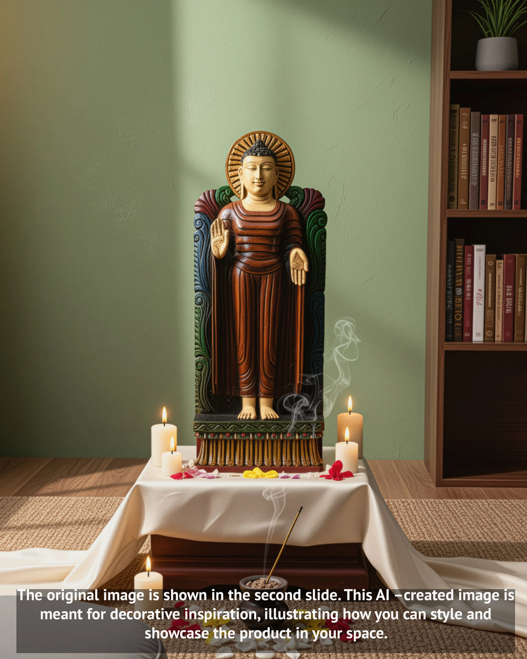 Standing Buddhad Vaagai Wood Wall Mount 24"