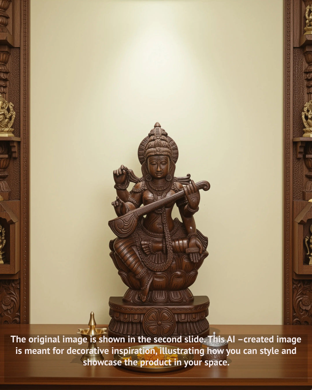 Idol Of Abundance Goddess Saraswathi wooden Sculpture 36"