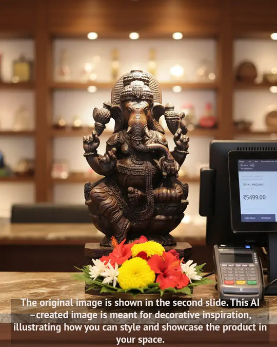 Wooden Ganapathy Vaagai Wood Sculpture 36"