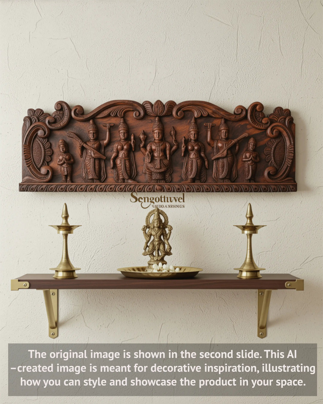 Lord vishnu with his wife and lord naratha wall mount 38"