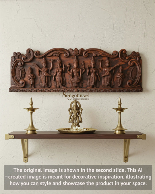 Lord vishnu with his wife and lord naratha wall mount 38"