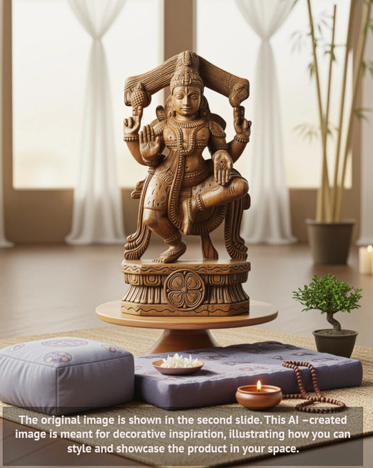 Wood Blessing Lord Shiva Standing Sculpture 24"