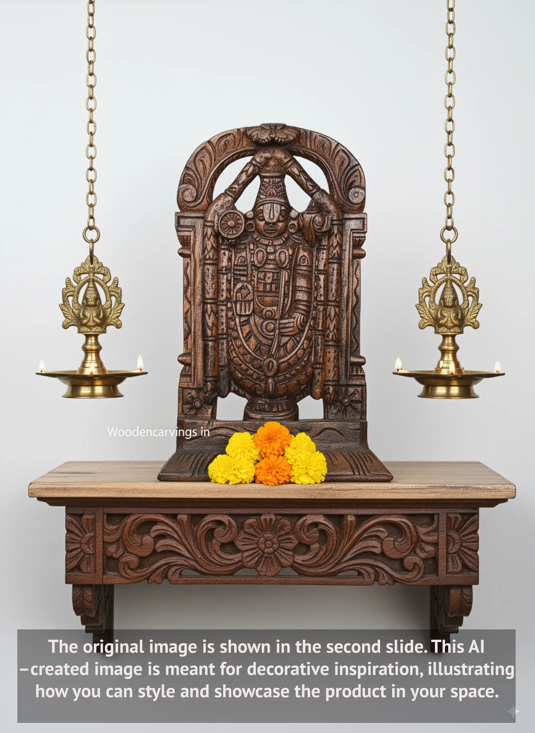 Lord Venkateshwara Balaji Standing Wooden 14.5"