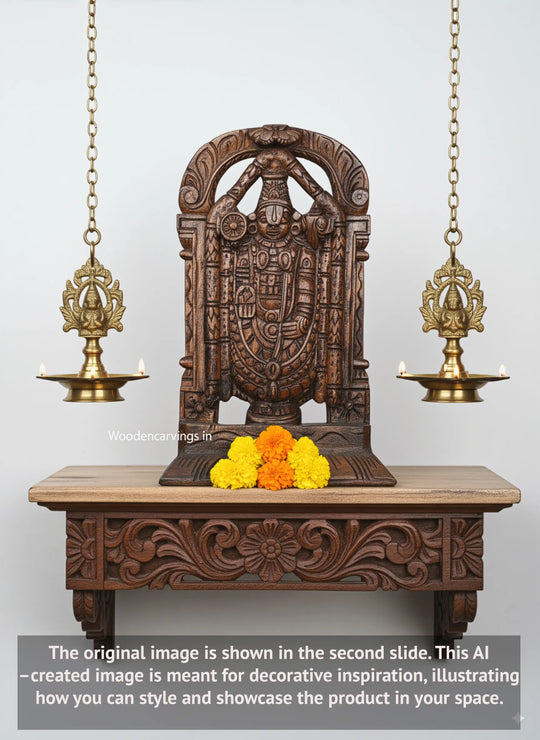 Lord Venkateshwara Balaji Standing Wooden 14.5"