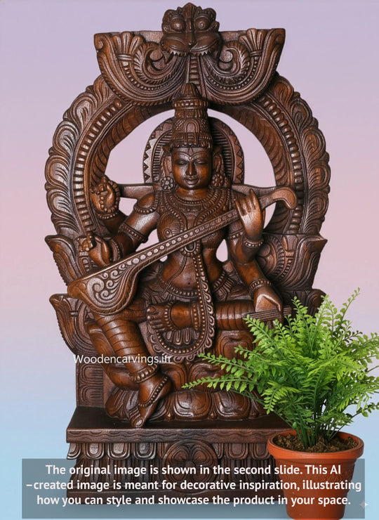 Shree Maha Saraswathi Wooden 35.5"