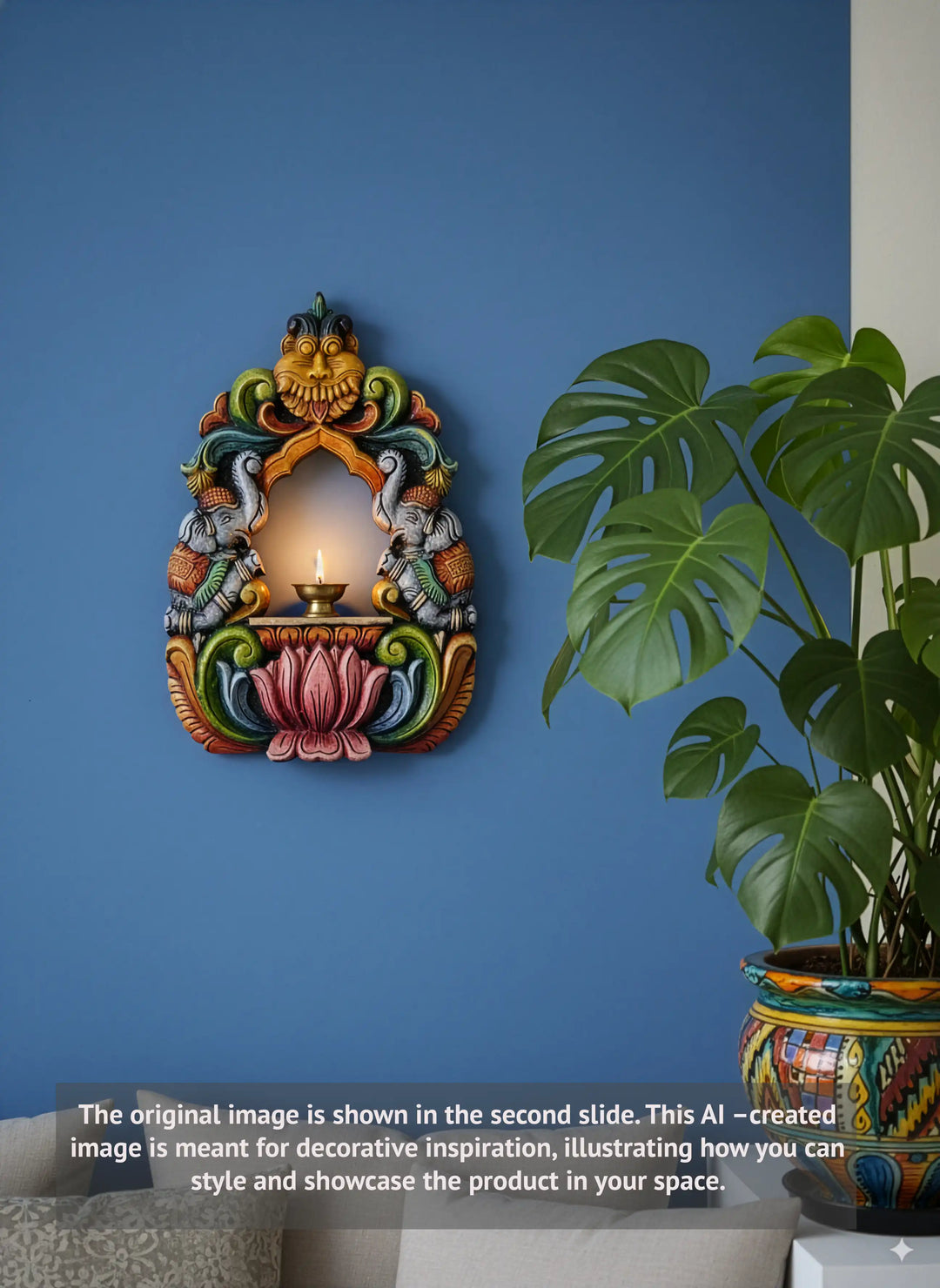 Painted Yalli Elepahat Twin Candle Stand