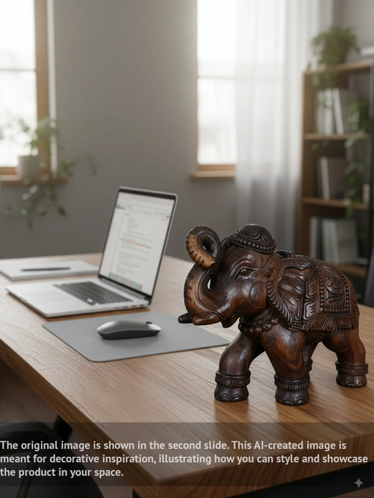 Majestic Elephant Showpiece Naturalistic Standing Sculpture 16"