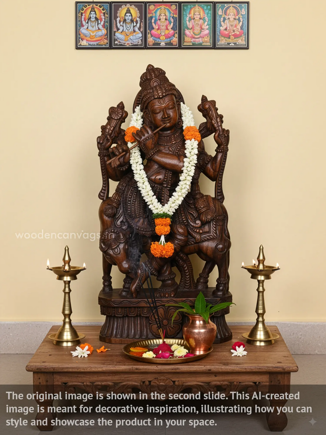Gopal Krishna Handcrafted wooden 36"