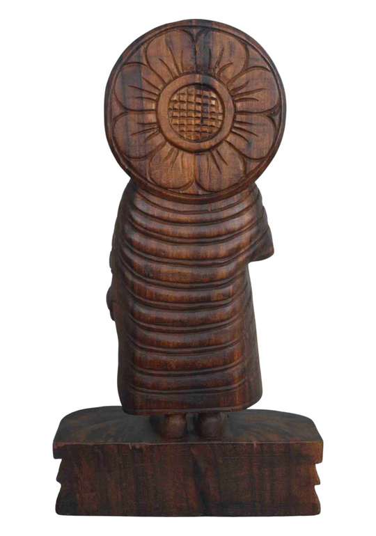 Tiny Buddha Blessing people in vitarka mutra wooden statue 18"