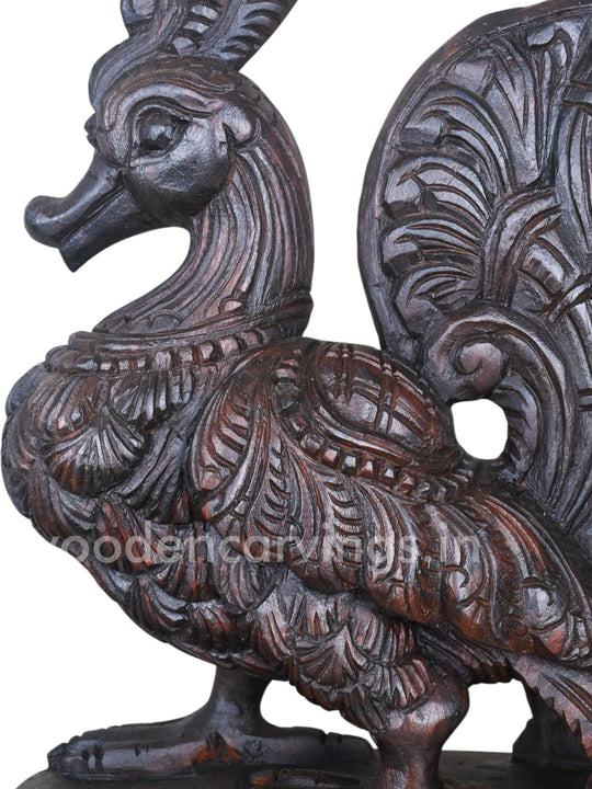 Standing Hamsa Bird Dark Brown Finishing Sculpture 19"
