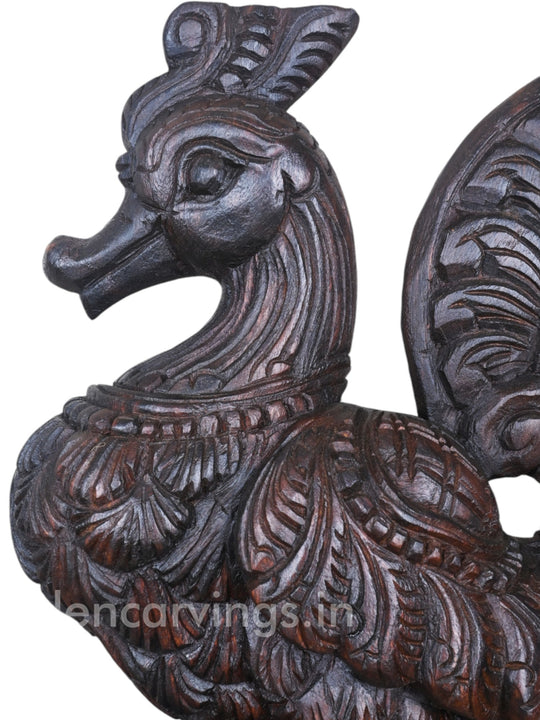 Standing Hamsa Bird Dark Brown Finishing Sculpture 19"