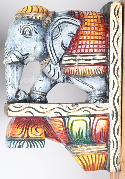 Home Vastu Grey Elephants Decor For Your Home Entrance Wooden Wall Brackets 12"