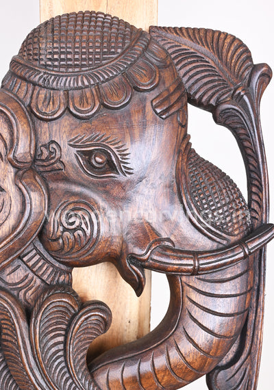 Mother Elephant Sharing Tree With Baby Elephant Wooden Decor Wall Panel 25"