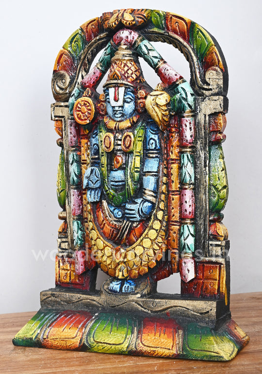 Tirumala Srinivasa Balaji Standing Wooden Sculpture 14"