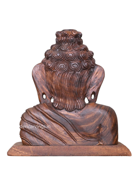 Lord Buddha Wooden Handcrafted Wall Mount  - Entrance Décor 13"