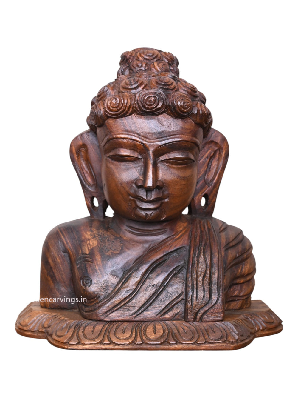Lord Buddha Wooden Handcrafted Wall Mount  - Entrance Décor 13"