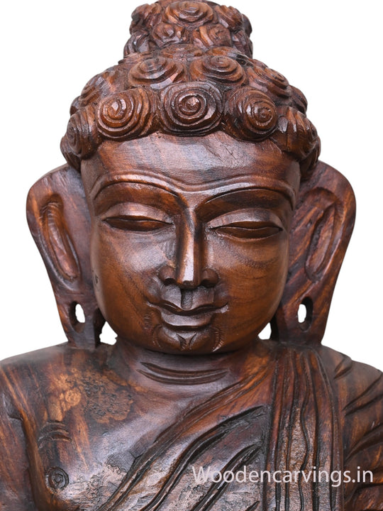 Lord Buddha Wooden Handcrafted Wall Mount  - Entrance Décor 13"