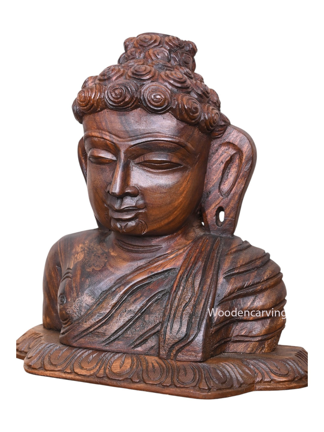 Lord Buddha Wooden Handcrafted Wall Mount  - Entrance Décor 13"