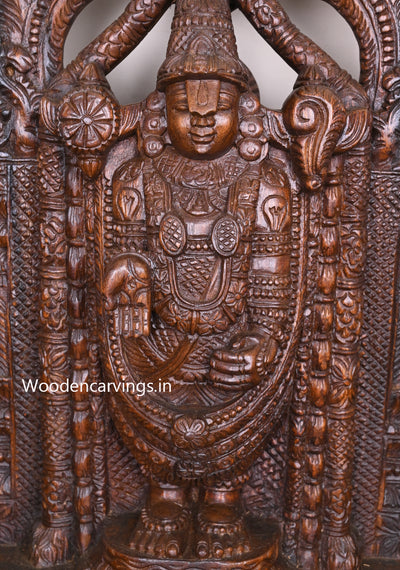 Wooden Handmade Lord Venkateshwara Balaji Standing Rare and Realistic Wooden Sculpture 24"