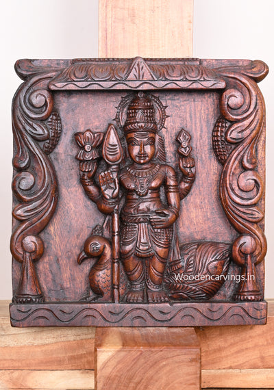 Light Weight Lord Murugar Entrance and Pooja Room Decoration Floral Design Wax Brown Wall Mount 12"