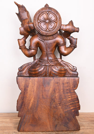 Avatar of Parvathi Goddess Meenakshi Holding Preety Parrot Wooden Handmade Sculpture 24"