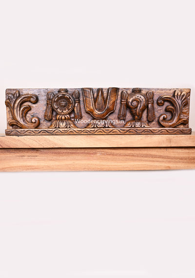 Wax Brown Light Weight Chanku Nama Chakra Hooks Fixed Wooden Handcrafted Wall Panel 20"