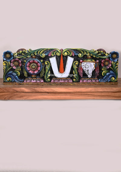 Beautiful Floral Design Chanku Nama Chakra Coloured Wooden Horizontal Multicoloured Panel 36"