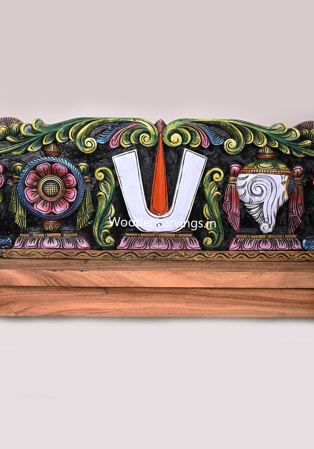 Beautiful Floral Design Chanku Nama Chakra Coloured Wooden Horizontal Multicoloured Panel 36"