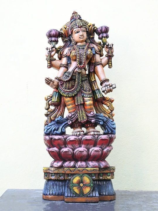 wooden Lakshmi devi statue