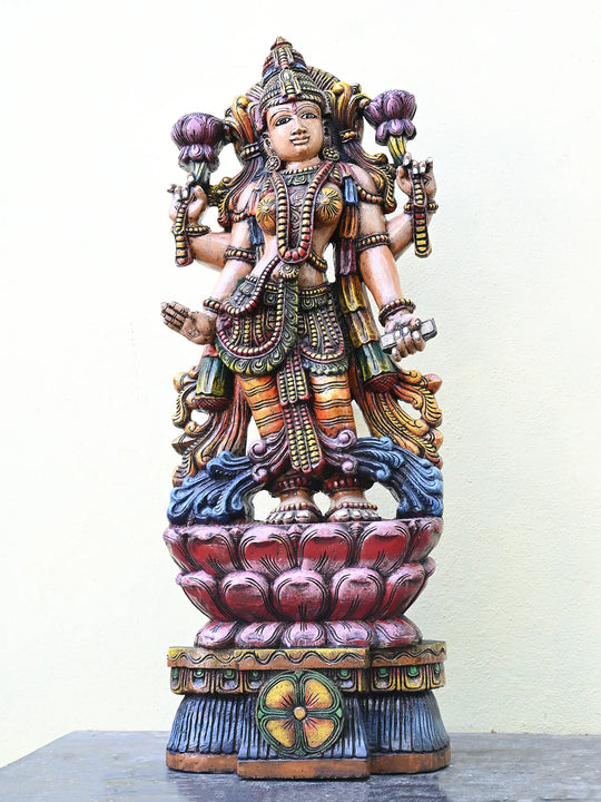wooden Lakshmi devi statue