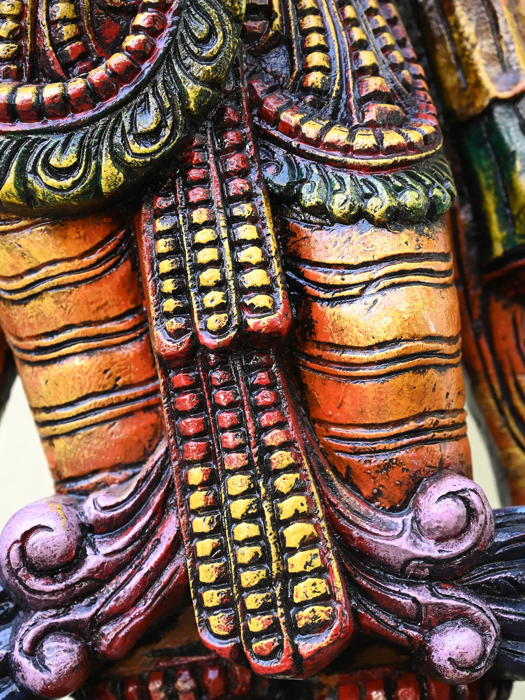 Wooden Sivagami Devi & Lakshmi Blessing Double Petal Lotus – 47"