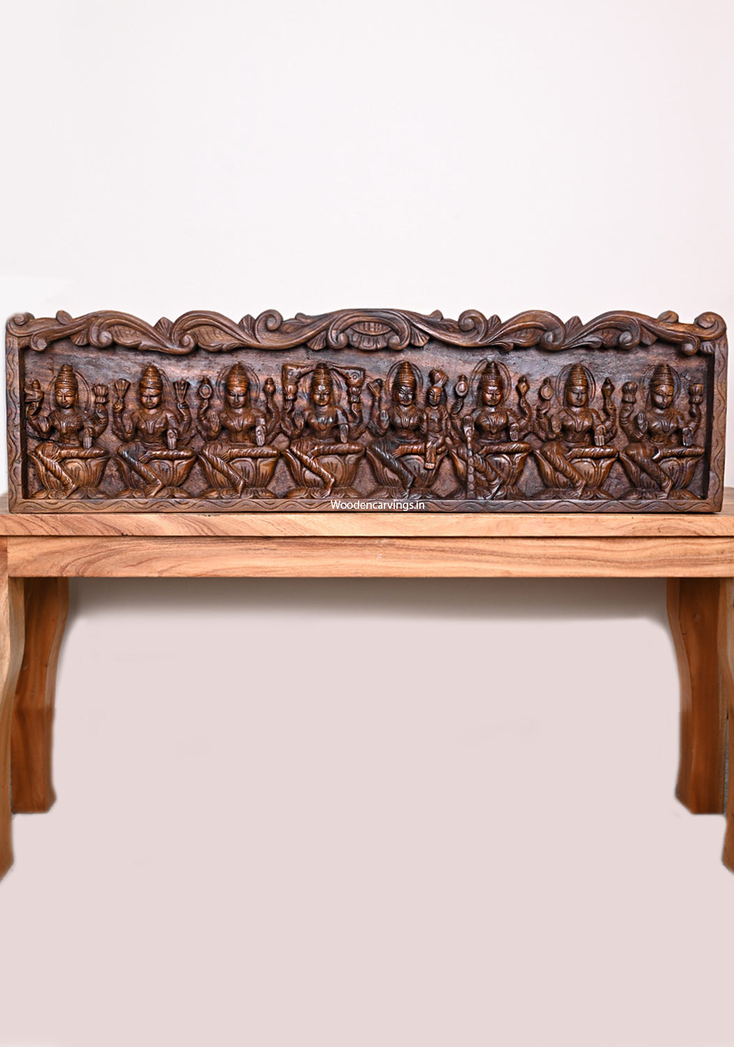 Exquisite Horizontal AshtaLakshmi Wooden Wall Panel – 42