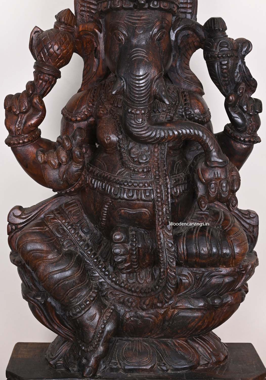 Wooden Ganapathy Vaagai Wood Sculpture 36"
