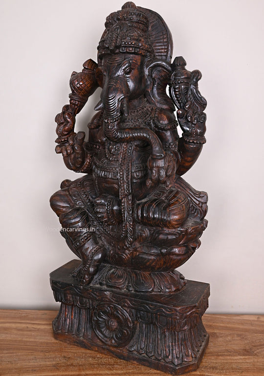 Wooden Ganapathy Vaagai Wood Sculpture 36"