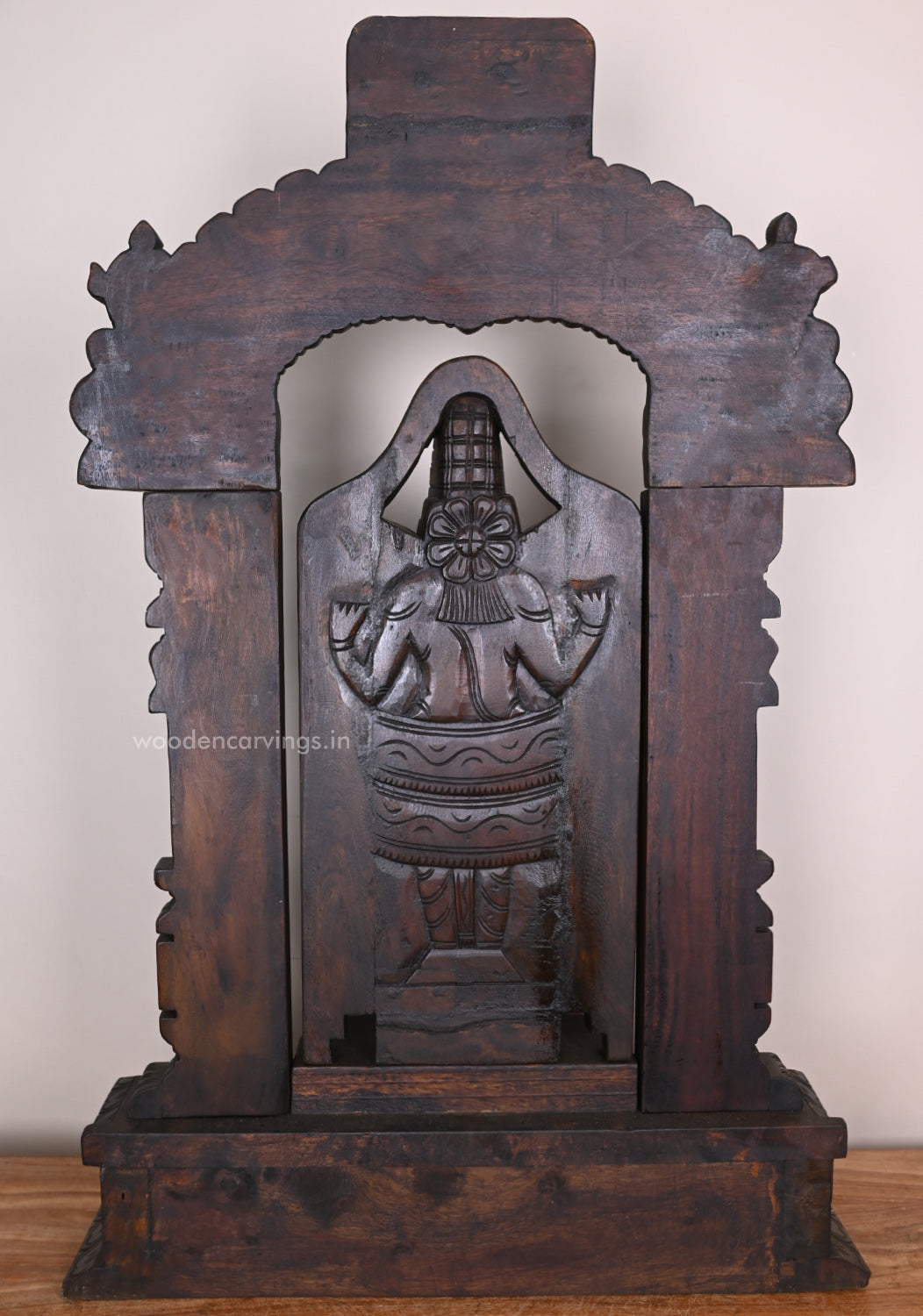 Base, Pillar, With Arch Lord Tirupathy Venkatajalapathy Standing Wooden Auspicious Beautiful Sculpture 43.5"
