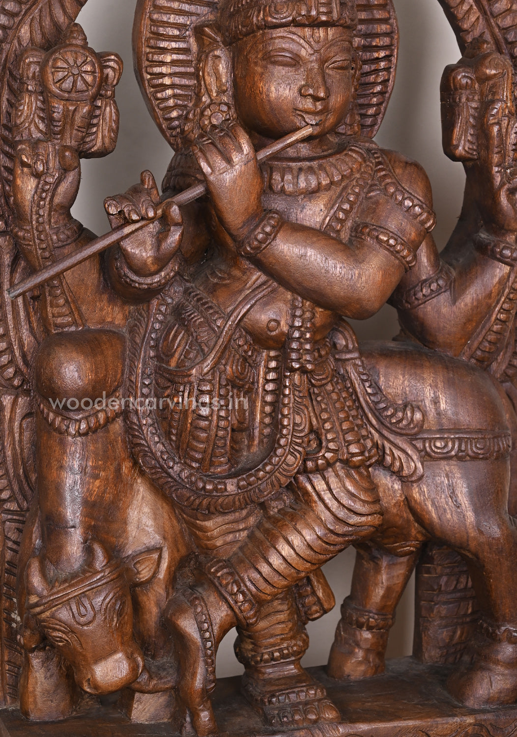 Lord Krishna Standing wooden Sculpture